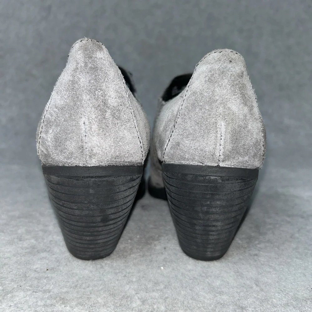 New Born Fredrika Ankle Boots Women's 8.5 Grey Suede Western Look‎ Stacked Heel